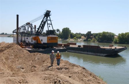 Work on a levee in the Sacramento District.